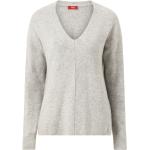 Ljusgråa Långärmade Ribbstickade tröjor från Esprit i Storlek XL med V-ringning för Damer 