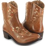 Blommiga Bruna Ankle-boots från FB Fashion Boots på rea i Läder för Damer 