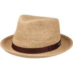 Beige Fedora hattar med virkning från Stetson i Halm för Damer 