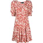 Casual Knälånga Blommiga Röda Blommiga klänningar med puffärm från Ralph Lauren Lauren med V-ringning för Damer 