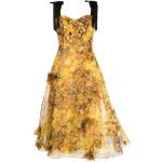 Vadlånga Blommiga Guldiga Blommiga klänningar från Marchesa med Hjärtformad ringning i Chiffong för Damer 