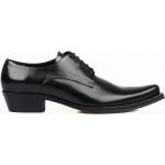 Svarta Derby-skor med Snörning med spetsig tå i Läder för Herrar 