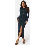 FOREVER NEW Shayna Ruched Front Long Sleeve Midi Dress Teal Glitter 36