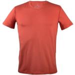 Röda Kortärmade Tränings t-shirts med V-ringning i Material som andas i Modal för Herrar 