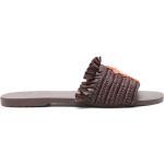 Chokladbruna Slip in-sandaler med fransar från Manebí i storlek 36 med Slip-on med Mandelformad tå i Gummi för Damer 