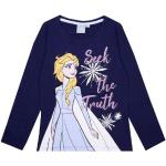 Blåa Frozen Elsa Långärmade T-shirts för barn med glitter i Bomull 