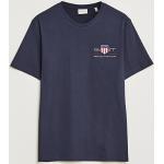 Blåa Kortärmade Kortärmade T-shirts från Gant Shield på rea i Storlek S med Rund ringning för Herrar 