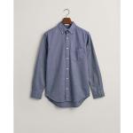 Blåa Långärmade Långärmade skjortor från Gant på rea i Storlek L i Bomull för Herrar 