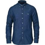 Casual Mörkblåa Slim fit skjortor från Gant i Storlek XL med Button down i Denim 