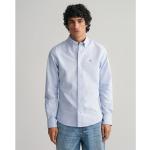 Blåa Långärmade Långärmade skjortor från Gant på rea i Storlek M med Button down i Bomull för Herrar 