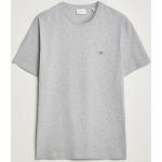 Ljusgråa Kortärmade Kortärmade T-shirts från Gant i Storlek S med Rund ringning i Bomull för Herrar 