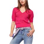 Formella Fuchsia Stickade tröjor från GAUDI på rea med V-ringning för Damer 