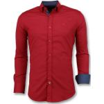 Eleganta Vår Röda Mönstrade skjortor på rea i Storlek 3 XL i Bomull för Herrar 