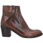 Bruna Ankle-boots på rea i storlek 37 med Blockklack med Dragkedja med rundad tå i Mjukt läder för Damer 