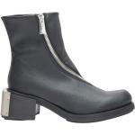 Svarta Ankle-boots på rea med Blockklack med rundad tå i Konstläder för Herrar 