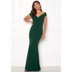 Maxilånga Smaragdgröna Off shoulder klänningar från Goddiva i Storlek 3 XL med V-ringning för Damer 