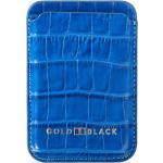 GoldBlack iPhone MagSafe Wallet Skinn Blue Croco