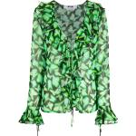 Gröna Långärmade blusar med volang från MSGM på rea i Storlek 3 XL med V-ringning för Damer 
