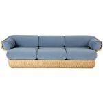 Gubi - Basket Sofa - Fully Upholstered, 3-Seater Rattan Sunday 002, Dedar - Sunday 002 - Blå - Soffor