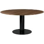 Gubi - Gubi 2.0 Dining Table, Ø 150 Cm, Skiva: Trä - Valnöt, Bas: Svart - Träfärgad - Matbord - Metall/trä