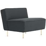 Gubi - Modern Line Lounge Chair - Low, Tyg: Kat. 3 - Gubi Velvet (Velutto) - G075/420, Underrede: Svart - Blå - Fåtöljer - Metall/trä/textilmaterial/skum