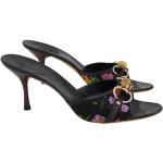 Hållbara Blommiga Svarta Slip in-sandaler från Gucci på rea i storlek 42,5 i Canvas för Damer 