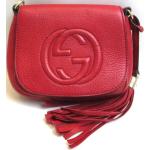 Vintage Hållbara Röda Handväskor i skinn med fransar i Läder för Damer 
