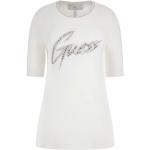 Krämfärgade Kortärmade T-shirts med stenar från Guess med Rund ringning för Damer 