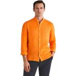 Orange Långärmade Linneskjortor från Hackett på rea i Storlek S i Linne för Herrar 