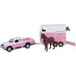Van Manen Kids Globe Traffic Mitsubishi 520124 Toy Car and Horse Trailer Set Pink/White for Girls