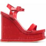 Röda Sandaletter med kilklack på rea med Kilklack med Mandelformad tå i Läder för Damer 