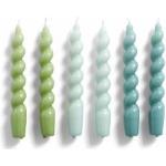 HAY Spiral Candles Set Of 6 Green / Arctic Blue / Teal