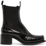 Svarta Ankle-boots på rea med Blockklack med Fyrkantig tå i Kalvskinn för Damer 