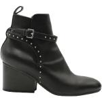 Hållbara Svarta Ankle-boots med nitar i storlek 38 i Läder för Damer 