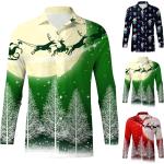 Casual Vinter Rutiga Gröna Långärmade Jul Rutiga skjortor i Storlek L med V-ringning i Syntet för Herrar 