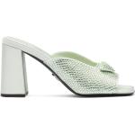 Gröna Slip in-sandaler med strass från Prada i storlek 36 med Blockklack med Slip-on med öppen tå i Läder för Damer 