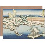 Hokusai Sumida flod i snö japansk målning fin kons