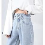Casual Höst Blåa High waisted jeans i Storlek XL för Damer 