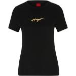 Metallic Svarta Kortärmade Kortärmade T-shirts från HUGO BOSS HUGO på rea i Storlek S i Bomull för Damer 