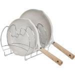 iDesign Pannhållare, skåpinsats för 5 stekpannor, praktisk köksorganisatör för stekpannor och lock av metall, krom