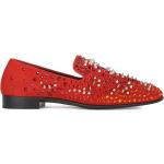 Röda Loafers med nitar från GIUSEPPE ZANOTTI i storlek 41 med Slip-on med rundad tå i Mocka för Herrar 
