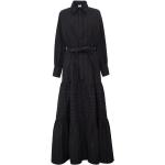 Bohemiska Randiga Svarta Skjortklänningar med volang för Damer 
