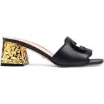 Svarta Slip in-sandaler från Gucci i storlek 36,5 med Blockklack med Slip-on med Fyrkantig tå i Läder för Damer 