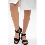 Svarta Sandaletter med Klackhöjd till 3cm i Läder för Damer 