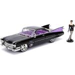 Jada Toys DC Comics Bombshells Catwoman, 1959 Cadillac, bil, leksaksbil från Die-Cast, dörrar, bagageutrymme och motorhuv för att öppna, inklusive Catwoman figur, skala 1:24, svart