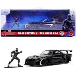 Jada Toys – Marvel Black Panther Mazda RX-7 inkl. Black Panther Figur, modellbil av metall, 1:32, dörrar att öppna, 13,5 cm, för fans och barn från 8 år