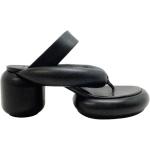 Sommar Hållbara Svarta Sandaletter med Klackhöjd 3cm till 5cm i Läder för Damer 