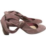 Sommar Hållbara Rosa Snörade sandaletter med Klackhöjd 5cm till 7cm i Mocka för Damer 