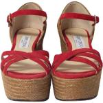 Hållbara Guldiga Sandaletter med kilklack i Mocka för Damer 