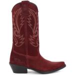 Vinröda Cowboy-boots från Johnny Bulls på rea med spetsig tå med Klackhöjd 3cm till 5cm i Mocka för Damer 